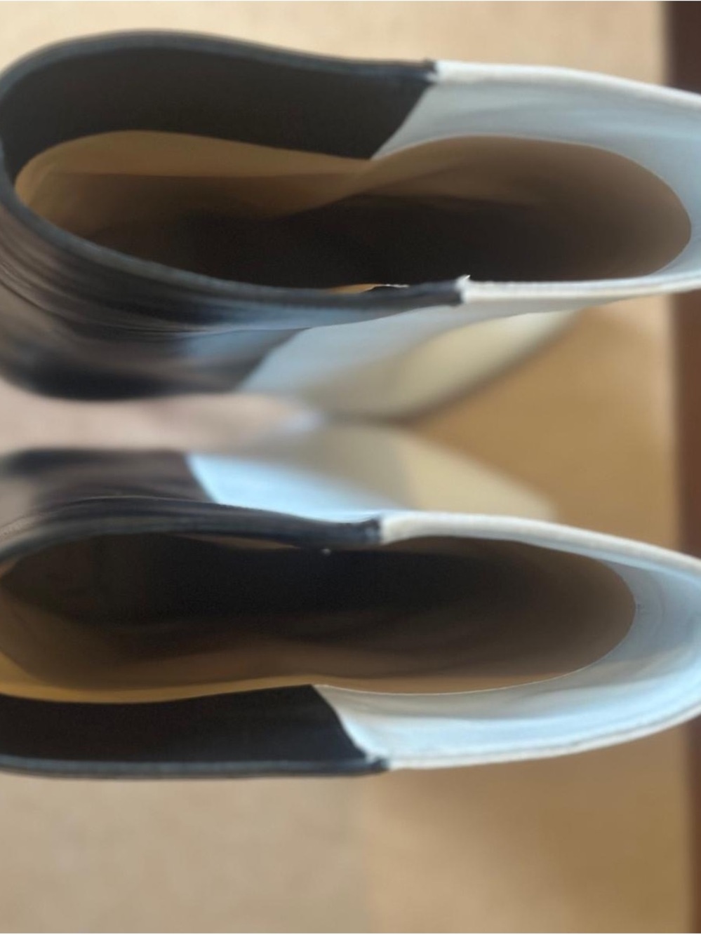 Christian Louboutin Black and White Colorblock Stiletto Booties - Picture 6 of 8